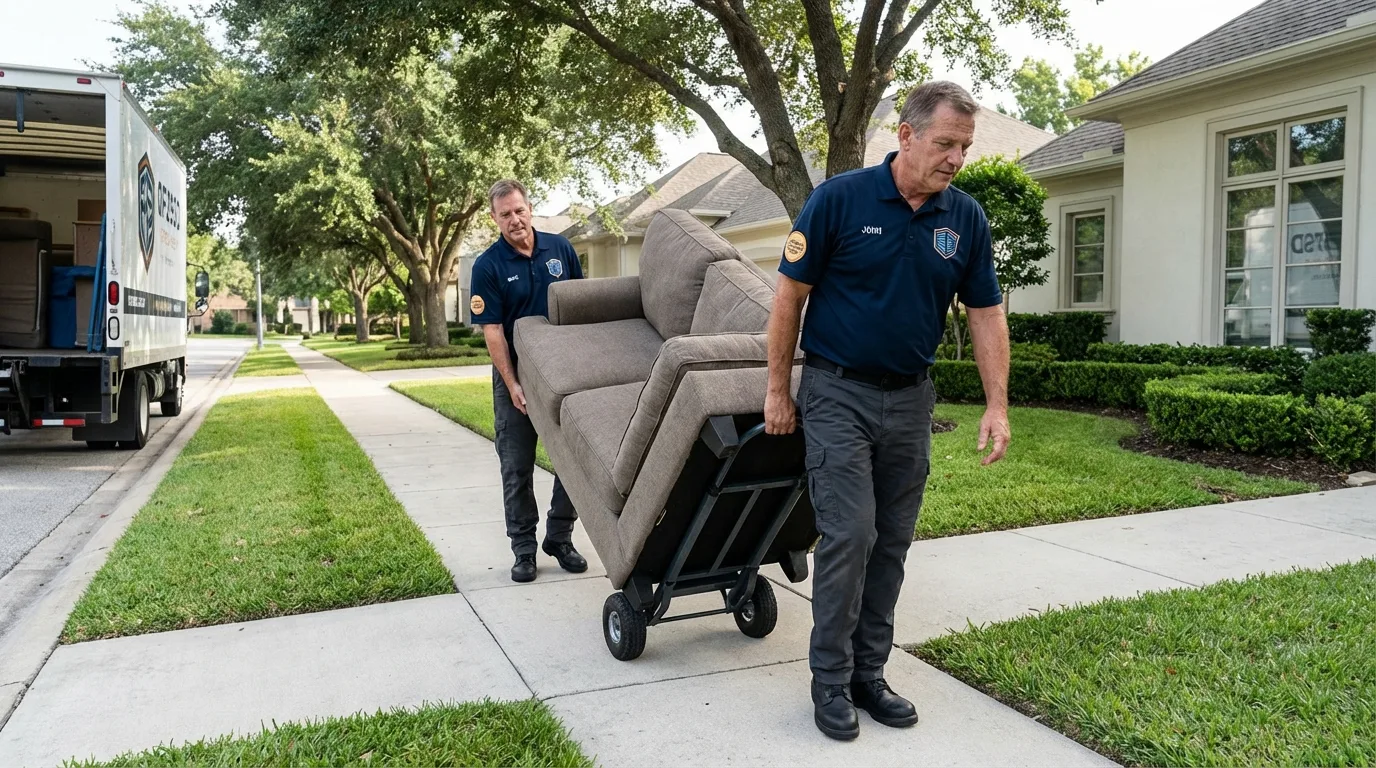 Local residential moving crew loading furniture in Sulphur Springs, TX