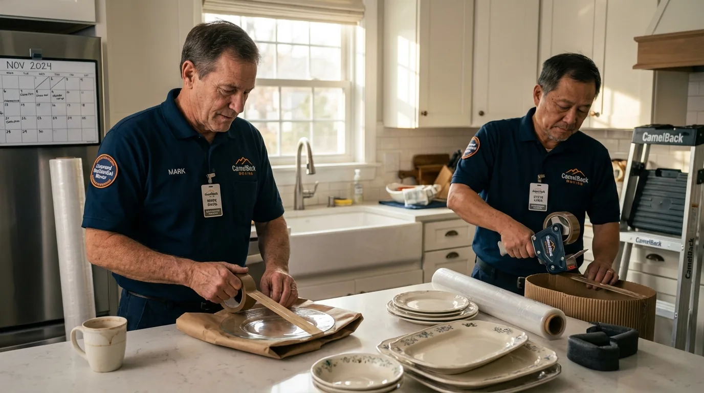 Professional crew packing kitchen dishware in Sulphur Springs, TX